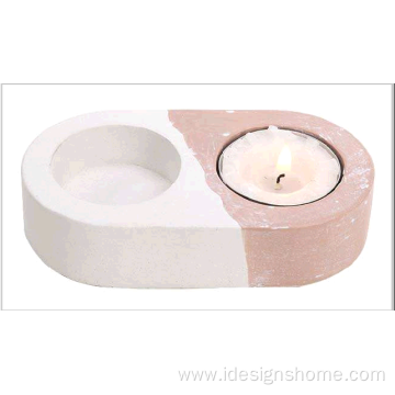 Solid Concrete Tea Light Holders in White Pink